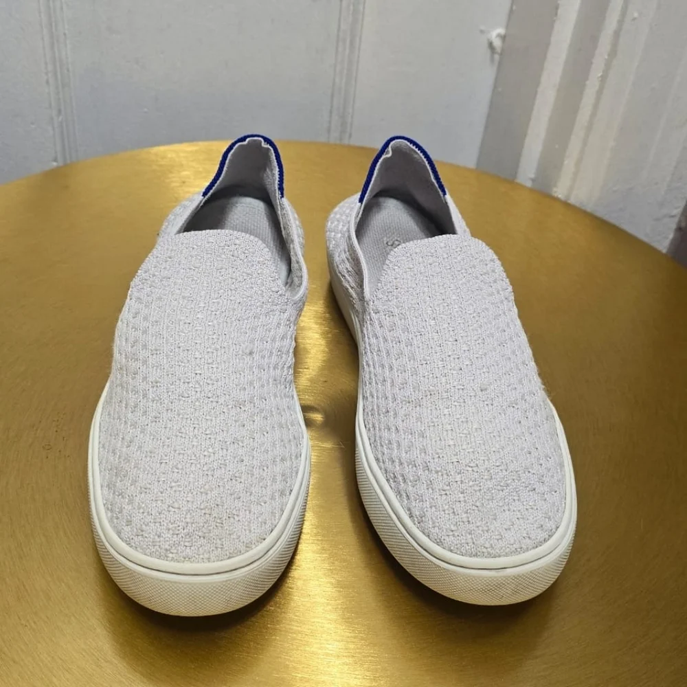 Rothy’s Retired Honeycomb Slip-On Sneakers Salt Color-Light Gray Women's Sz 7.5
